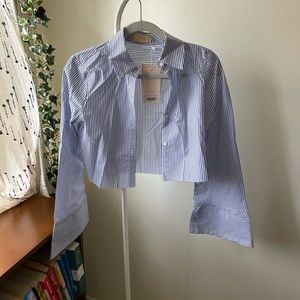 Choosy blue striped cropped button up NWT XS